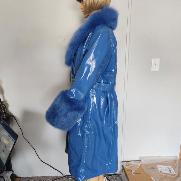 #697 NWT Leather/fox fur coat - Picture 3 of 4